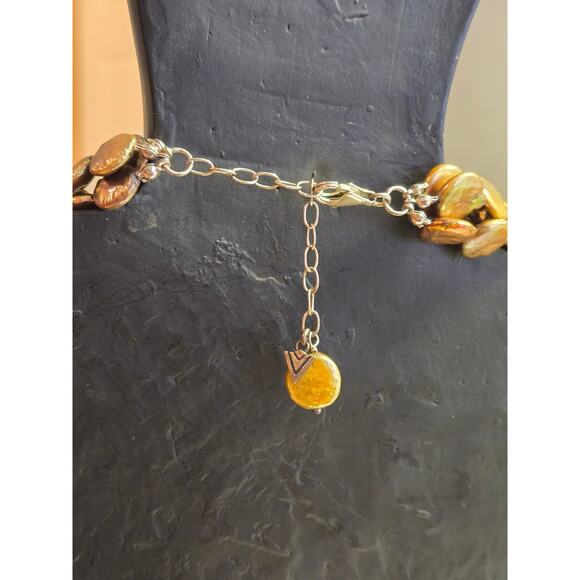 SILPADA 3 Strand Bronze Freshwater Pearl & Sterling Silver Necklace 16" Retired - Picture 10 of 10